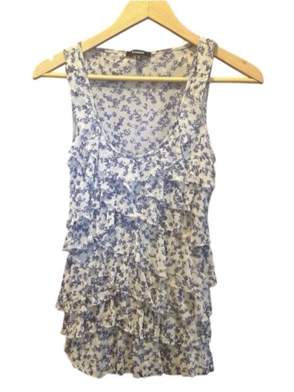 Express Sleeveless Top Sheer Pleated Layered Ruffles Whimsical Fairy Cottage Med